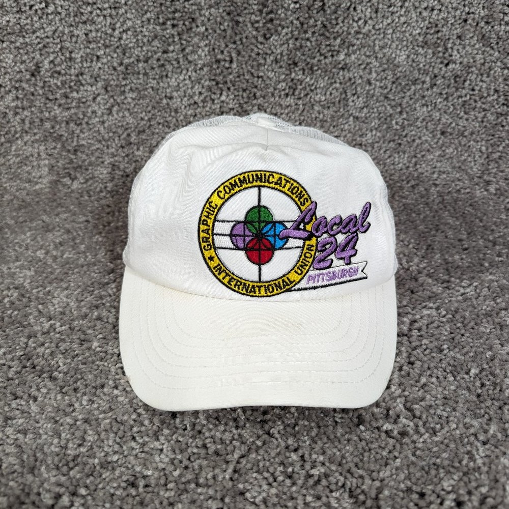 Vintage Pittsburgh GCIU Local 24 White Snapback Hat